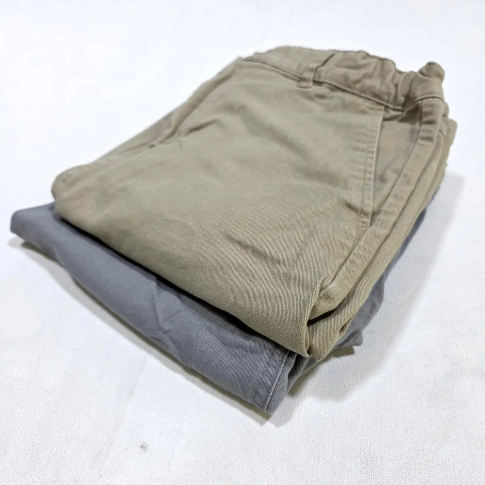 Old Navy Chino Shorts Boys 18 Khaki Gray 2 Pack Built-In Flex Stretch Twill